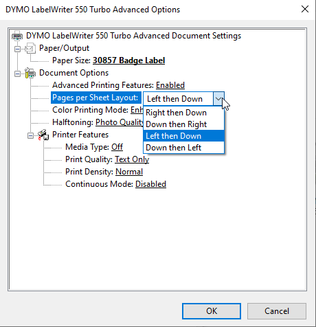 Configuring 30856 Badge Label (non-adhesive) or 30857 Label (adhesive)